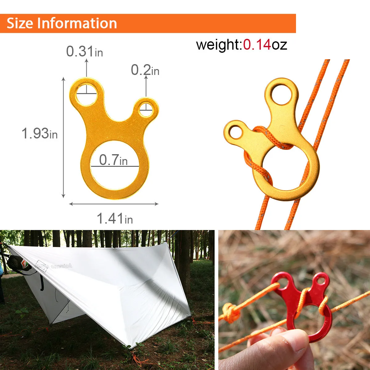 Aluminum Guyline Tensioners 10Pcs/Pack