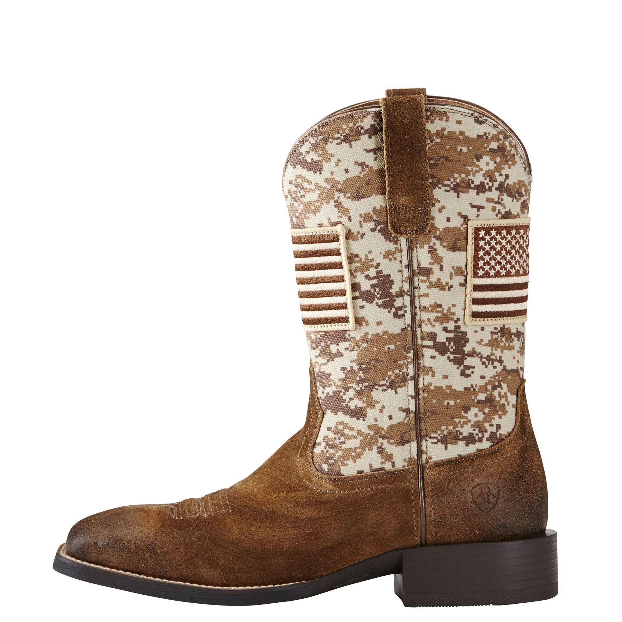 Ariat Mens Sport Patriot Western Boot Antique Mocha Suede