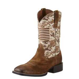 Ariat Mens Sport Patriot Western Boot Antique Mocha Suede