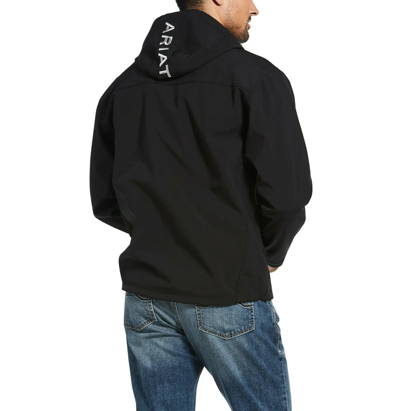 Ariat® Men's Vernon Stretch Softshell Black Hooded Jacket 10033131