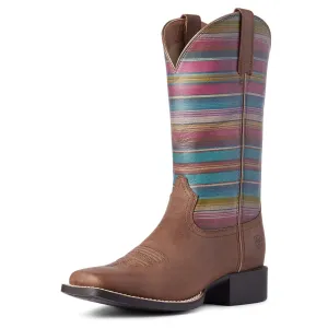 Ariat Women's Round Up Wide Square Toe Western Boot - Dark Buffalo Brown