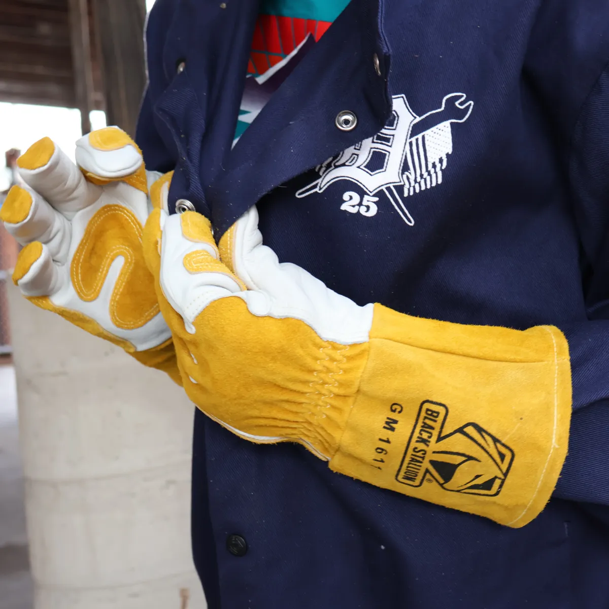 Black Stallion Cowhide MIG Glove w/ Reinforced Palm & Thumb - GM1611-WT