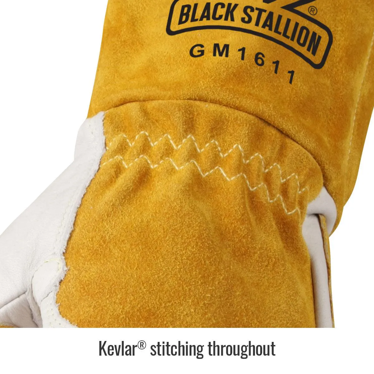 Black Stallion Cowhide MIG Glove w/ Reinforced Palm & Thumb - GM1611-WT