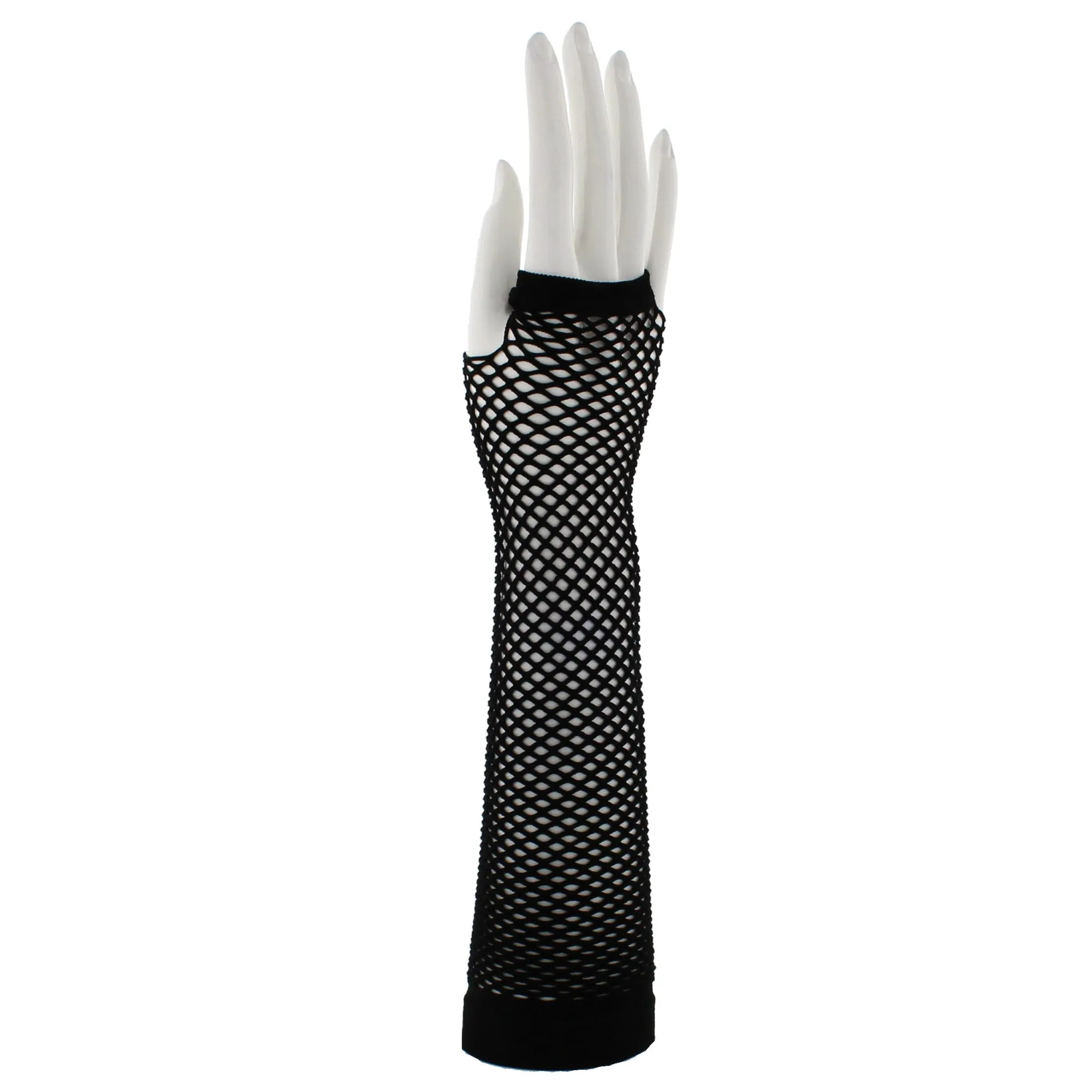 Extra Long Black Long Fishnet Gloves