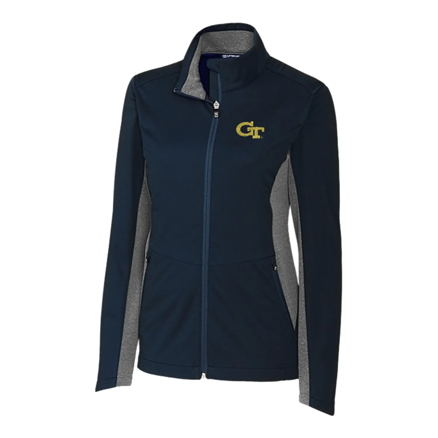 Ladies Georgia Tech Yellow Jackets Cutter & Buck Navigate Softshell Full Zip Jacket
