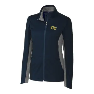 Ladies Georgia Tech Yellow Jackets Cutter & Buck Navigate Softshell Full Zip Jacket