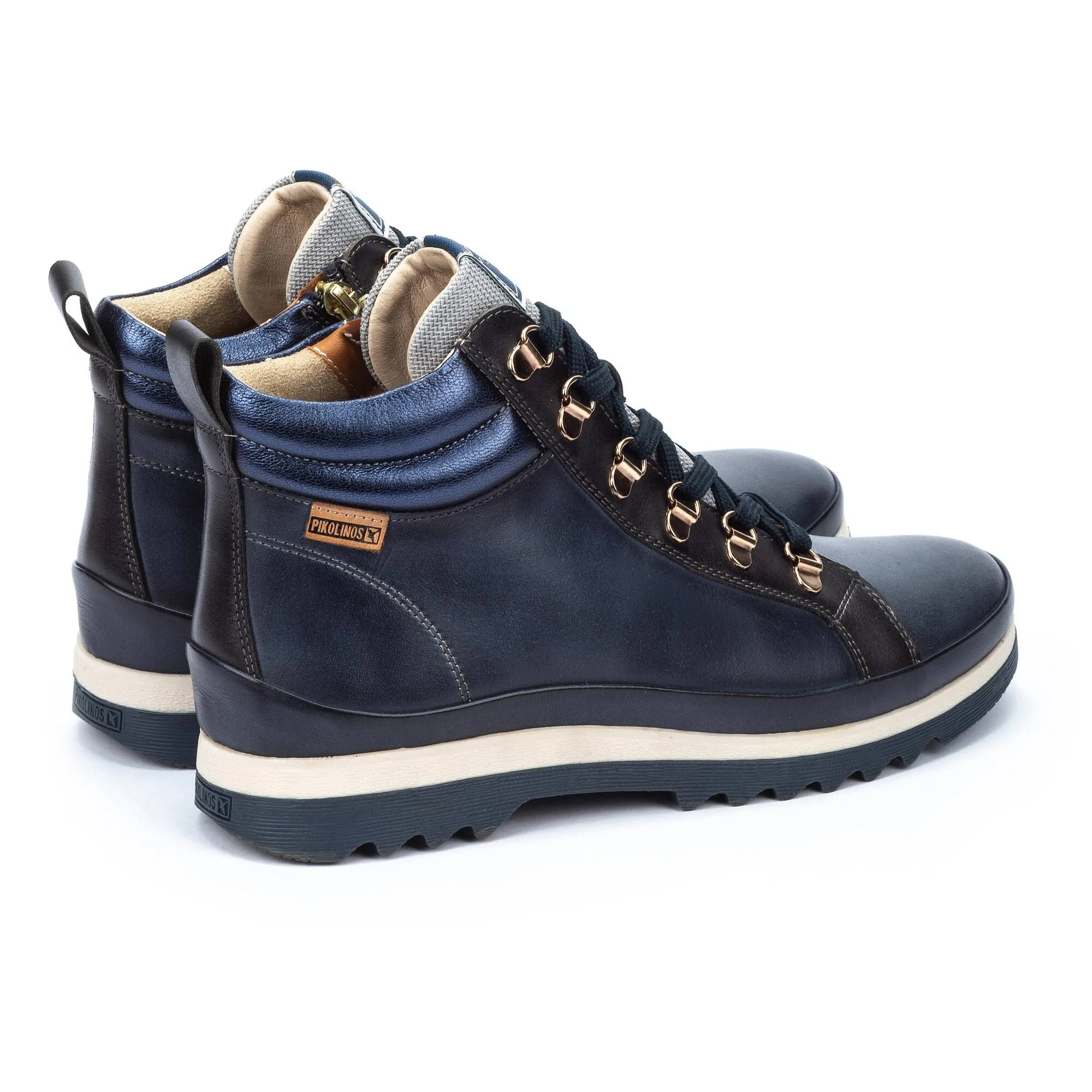 Pikolinos Vigo W3W-8564C5 Ladies Blue Leather Arch Support Zip & Lace Ankle Boots