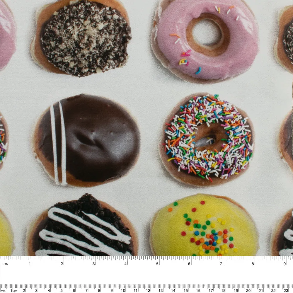 Stay dry digital printed PUL -  Doughnuts - white / multicolour