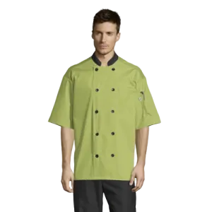 Uncommon Threads Havana Chef Coat W/Mesh Back Large Avocado Unisex 65/35 Poly/Cotton Poplin