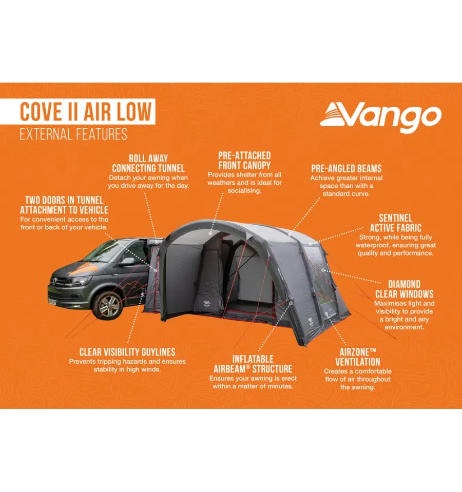 Vango Cove II Air Inflatable Drive Away Awning Smoke - Low - Refurbished