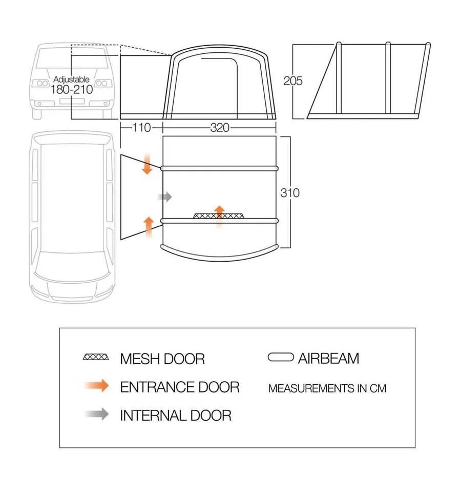Vango Cove II Air Inflatable Drive Away Awning Smoke - Low - Refurbished